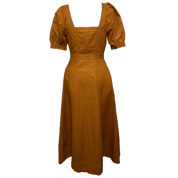 Madewell NWT Seamed Puff-Sleeve Midi Dress Size 00 - Picture 4 of 8